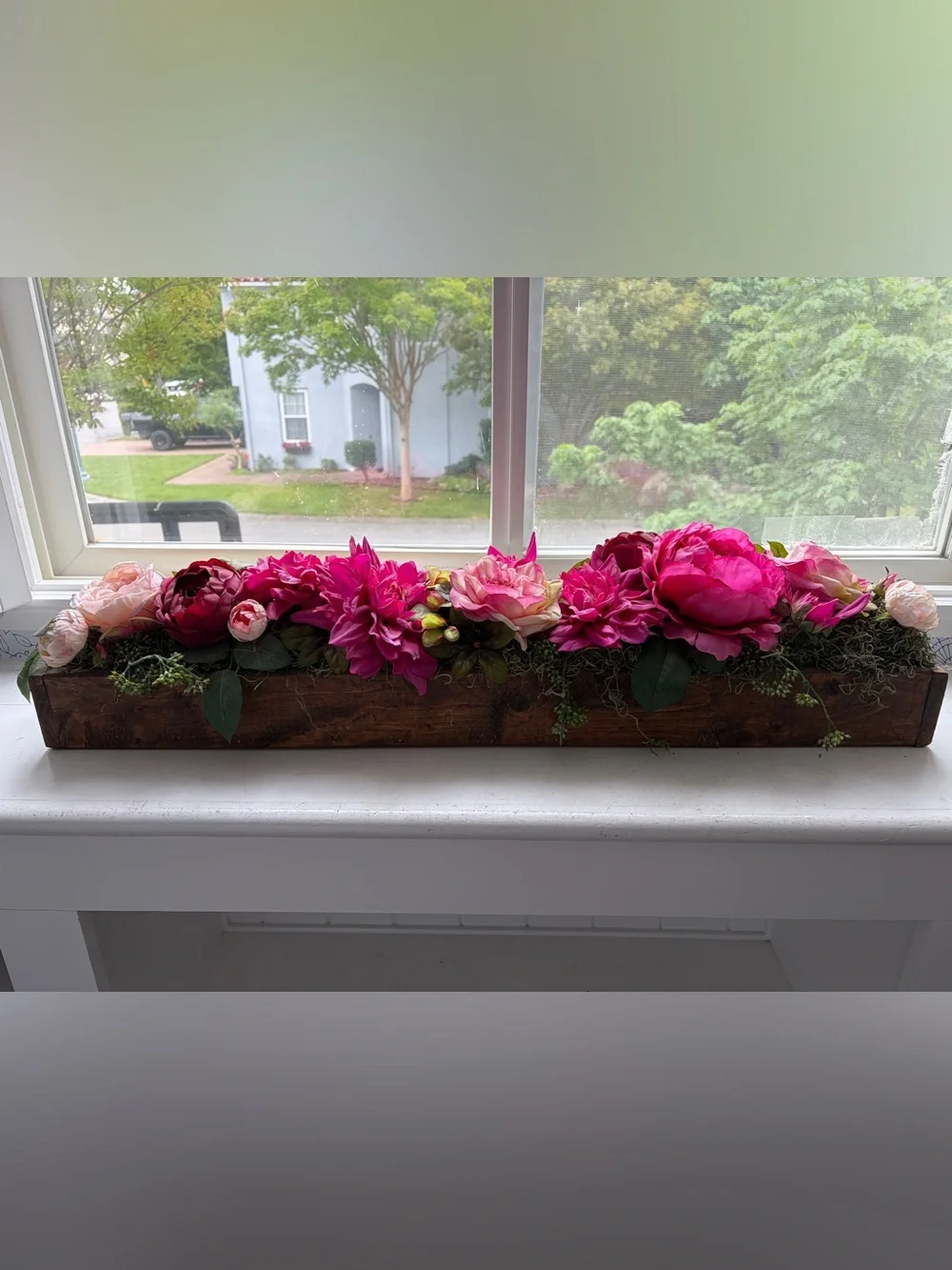 Pink Floral Window Box Centerpiece - Home Accents